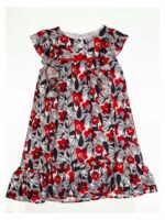 Abito Retro Summer Abito smanicato - 100% viscosa fantasia all over foderato in cotone - con volant al giromanica e balza al fondo. Allacciatura posteriore con bottoncino.