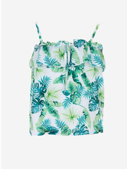 Canotta Rainforest Ativo Kids Top in tessuto fluido con motivo floreale all over, spalline regolabili.