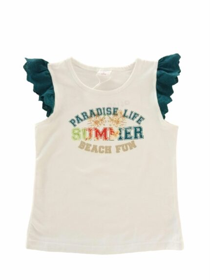 Canotta Rainforest Ativo Kids Canotta stampata in jersey stretch per bambina con applicazione in sangallo al giromanica.