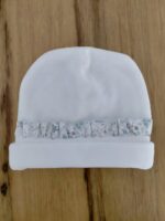 Cappellino ciniglia Liberty Cappellino in ciniglia per neonata con rouche in tessuto fantasia liberty. Made in Italy