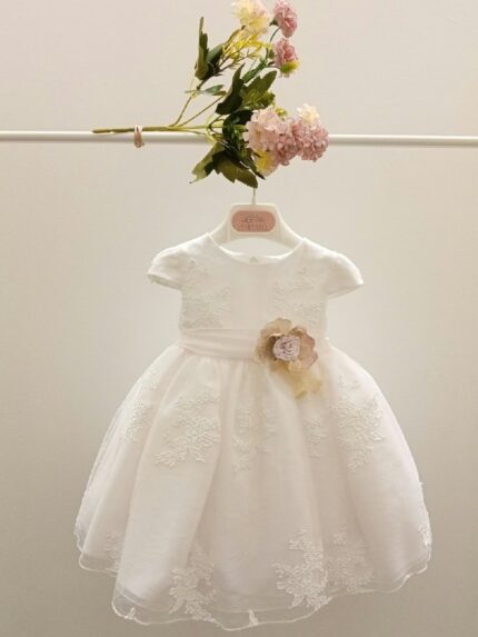 Corona Viola Mimilù Elegante corona da Battesimo e cerimonia per neonata, modello Viola in pizzo/tulle e tessuto. Accessori Cerimonia