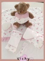 Fascia neonata Vichy Fascia in jersey di cotone elasticizzato con decoro in tessuto fantasia fiori. Made in Italy Lista Nascita Accessori Cerimonia Corredino