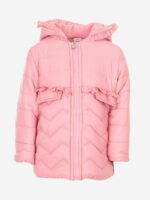 Giubbino bimba Renascence Giubbino lungo con cappuccio, allacciatura zippata, piccola rouche applicata in vita, foderato in pile. Peso autunnale