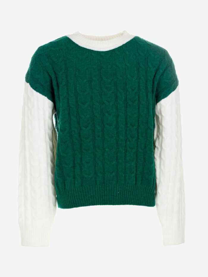 Maglia tricot Essence of Nature Maglia tricot misto lana per bambina, modello girocollo colorblock.