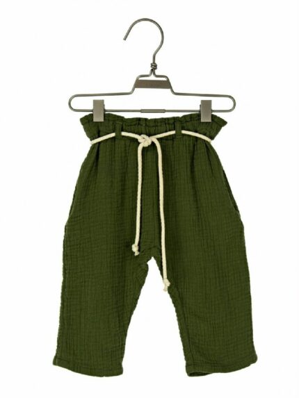 PANTALONI IN GARZA DI COTONE MAPERÒ - Pantaloni in garza di cotone 100% con cintura in corda.
