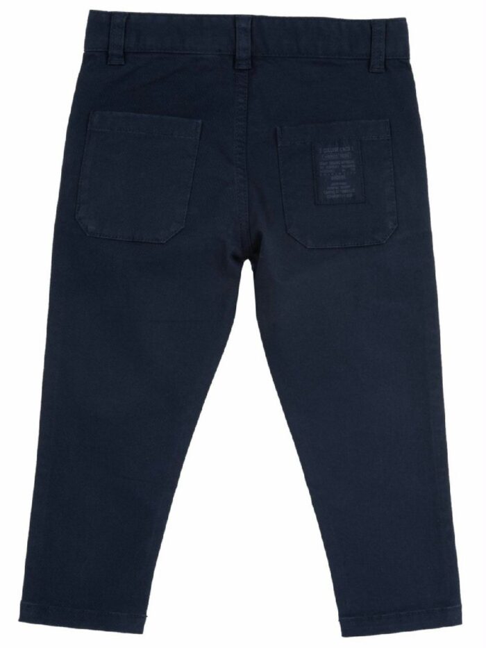 Pantaloni lunghi neonato Pantaloni lunghi per neonato in twill di cotone elasticizzato, vita elasticizzata con elastico regolabile e passanti, tasche america.