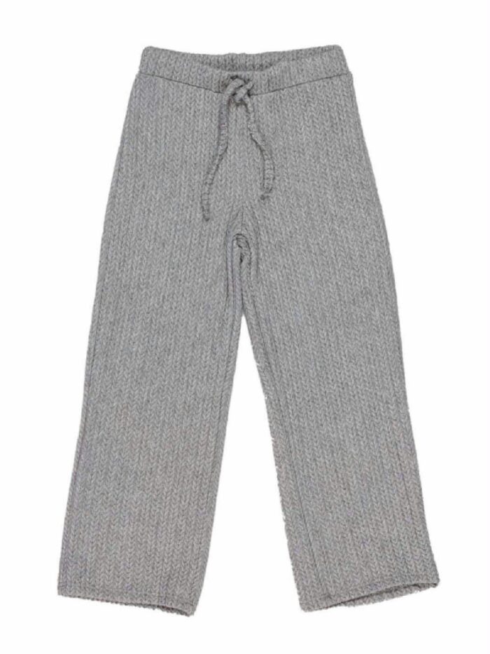 Pantaloni maglia ragazza Pantaloni in maglia lavorata con cintura elastica e coulisse, modello dal taglio diritto.