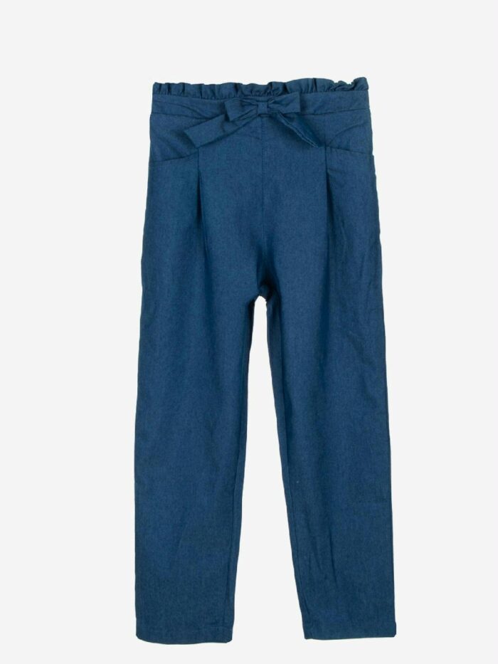 Pantaloni Silence Ativo Kids Pantaloni per ragazza dal taglio diritto in morbida viscosa, cinta elastica e cintura/fiocco da annodare.