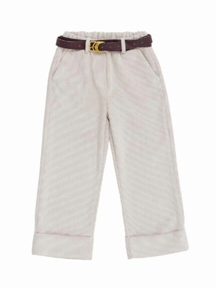 Pantaloni velluto ragazza Pantaloni in velluto a coste con vita elasticizzata e tasche america, modello dal taglio diritto con cintura abbinata.