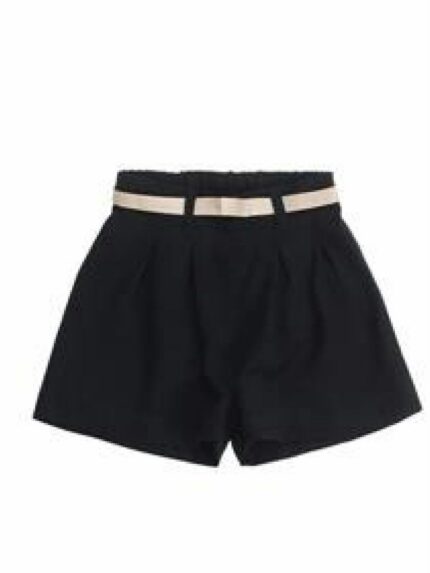 Shorts bambina Ubs2 Shorts neri da bambina in crêpe con cintura dorata regolabile.
