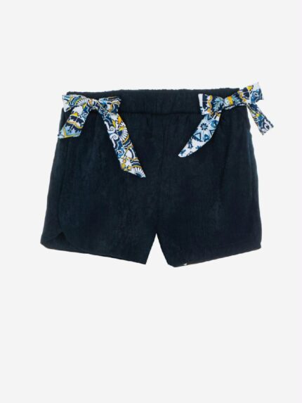 Shorts Maiolica Ativo Kids Shorts da bambina con fiocchi in vita in tessuto fantasia.