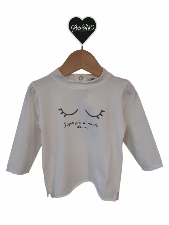 T.SHIRT JERSEY OCCHI MAPERÒ - T.shirt baby a manica lunga in cotone elasticizzato, stampa OCCHI. Taglie 3/36 mesi.