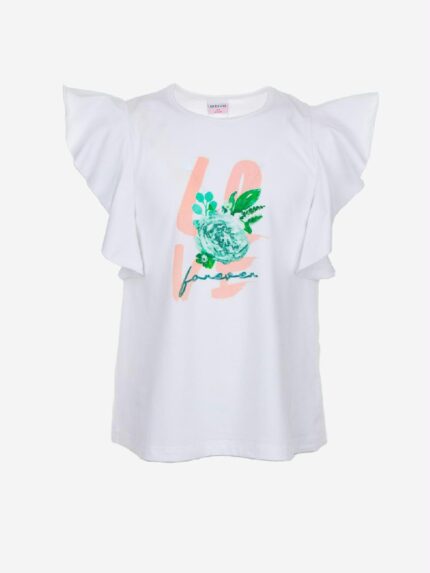 T.shirt m/c Cerimonia a Pois Ativo Kids T.shirt stampata in cotone elasticizzato con maniche a volant, modello lungo da abbinare a leggings.