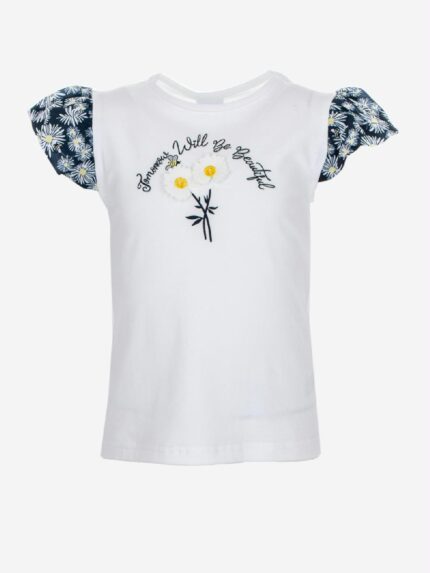 T.shirt m/c Spring Breeze Ativo Kids T.shirt stampata per bimba in cotone stretch con maniche corte a palloncino in tessuto fantasia.