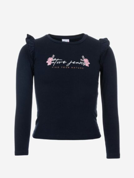 T.SHIRT M/L FIND YOUR NATURE T.shirt stampata in cotone a manica lunga con rouche al giro manica.