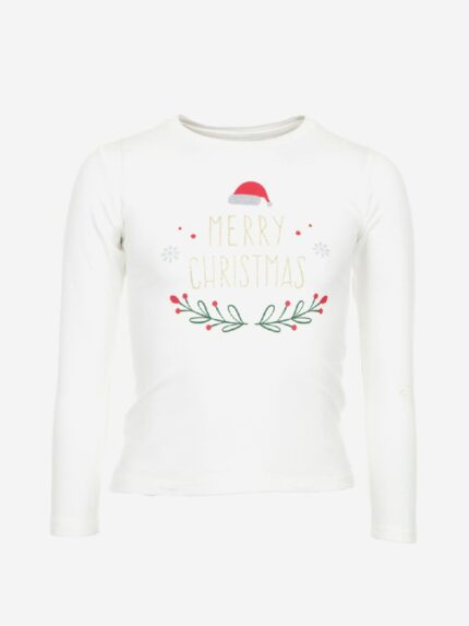 T.SHIRT M/L MERRY CHRISTMAS ATIVO KIDS - T.shirt a manica lunga in cotone elasticizzato. stampa MERRY CHRISTMAS lurex.