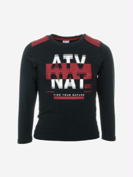 T.SHIRT M/LUNGA ATV NATURE T.shirt girocollo in cotone a manica lunga, stampa testo. Taglie 4/14 anni.
