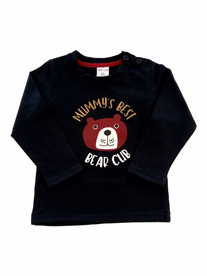 T.SHIRT M/LUNGA BEAR CLUB T.shirt baby in cotone a manica lunga, stampa BEAR CLUB.