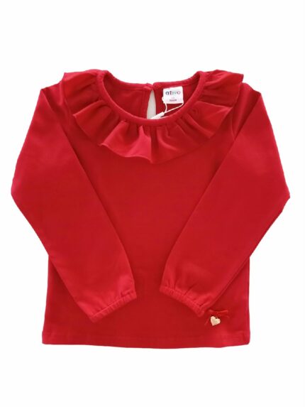 T.shirt m/lunga Core T.shirt in cotone a manica lunga con colletto rouche.