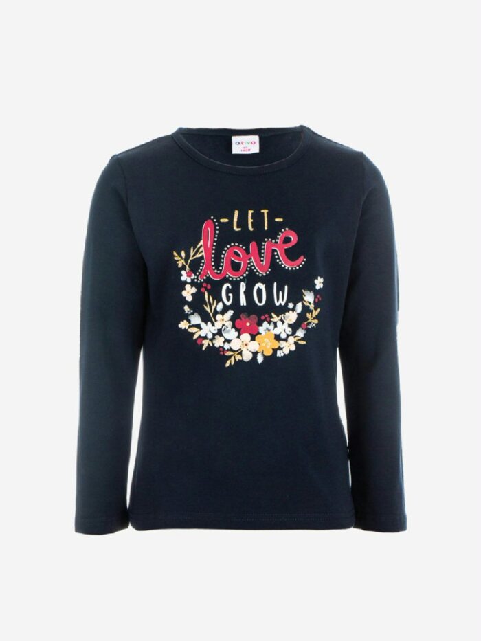 T.SHIRT M/LUNGA LET LOVE GROW T.shirt a manica lunga con stampa LET LOVE GROW e decori glitter.