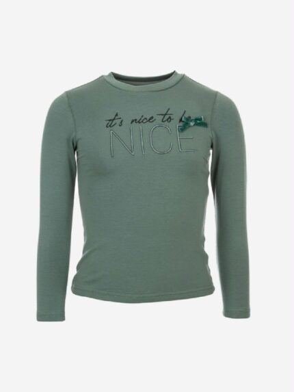 T.SHIRT M/LUNGA NICE T.shirt in cotone a manica lunga con scritta ricamata e fiocchetto.