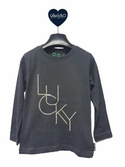 T.SHIRT MANICA LUNGA FLO TUMBLE 'N DRY - T.shirt manica lunga, 100% cotone, scritta ricamata"LUCKY". Taglie da 2 a 10 anni.