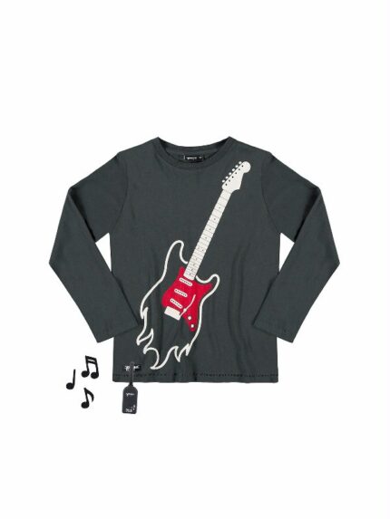 T.SHIRT MUSICALE AIR GUITAR TEE YPORQUÈ - T.shirt a maniche lunghe - 100% COTONE - con dispositivo sonoro removibile che riproduce il suono di una chitarra.
