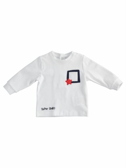 T.SHIRT NEONATO M/LUNGA PATCH MINIBANDA - T.shirt neonato in cotone a manica lunga con patch stella applicata.