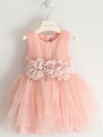 ABITO TULLE C/CINTURA Abito cerimonia in tulle con cintura a fiori e fodera in cotone. Abbigliamento Bambini Outlet