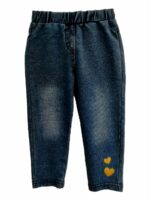 LEGGINGS FELPA BABY CUORE ROSSO/ORO ATIVO KIDS - Leggings in cotone elasticizzato con decoro cuore oro/rosso. Taglie 6/36 mesi.