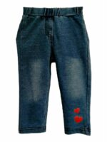 LEGGINGS FELPA BABY CUORE ROSSO/ORO ATIVO KIDS - Leggings in cotone elasticizzato con decoro cuore oro/rosso. Taglie 6/36 mesi.