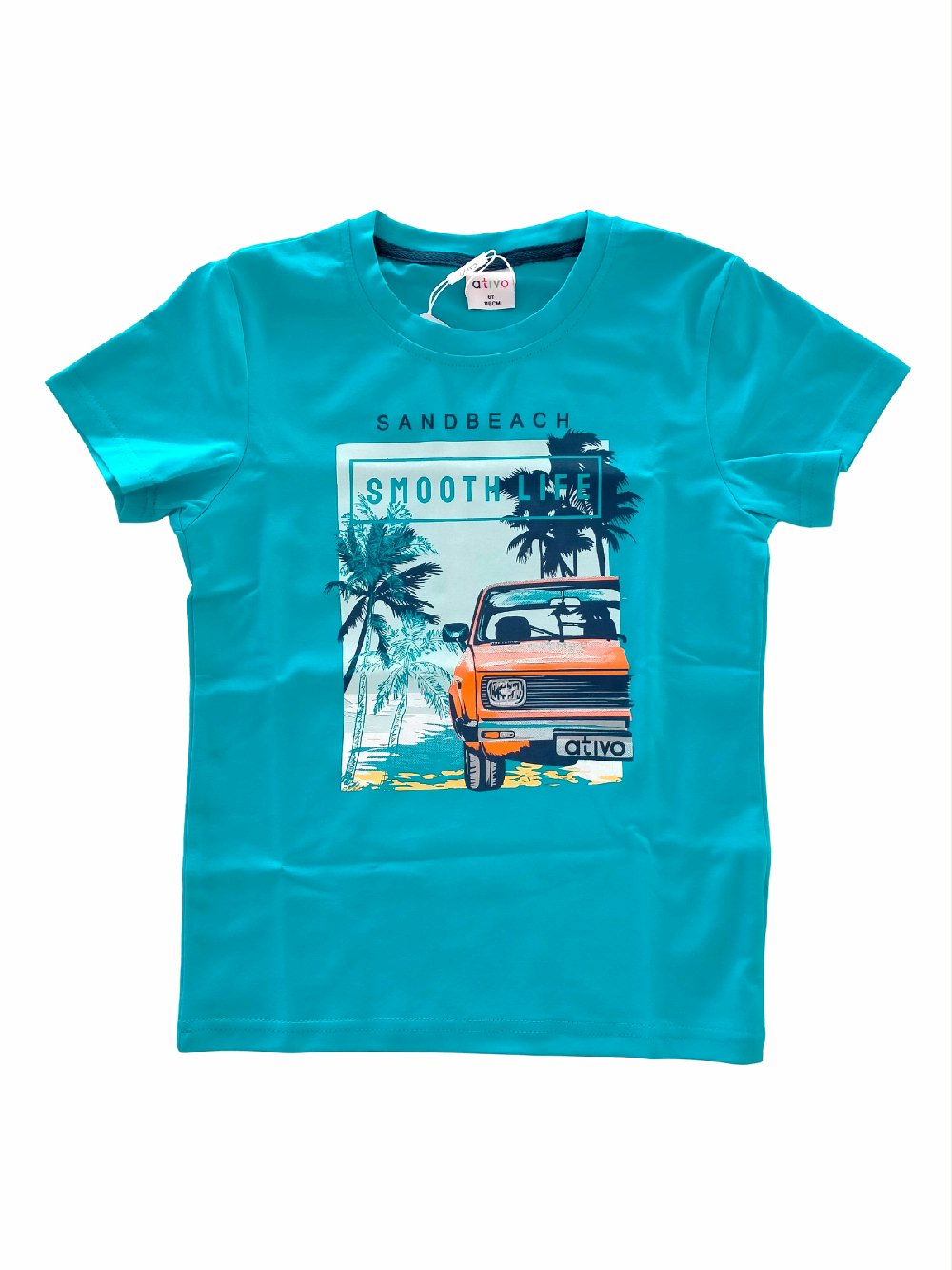 T.SHIRT COTONE M/C AUTO YF1112 00 T.SHIRT COTONE M/C AUTO ATIVO KIDS - T.shirt in cotone a manica corta, stampa auto. Colori azzurro, bianco e giallo.