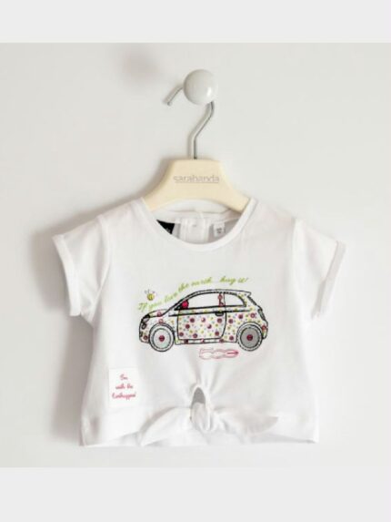 T.SHIRT M/CORTA STRASSMULTICOLOR T.shirt in jersey stretch di cotone organico con strass multicolor, tema Fiat 500. Abbigliamento Bambini Outlet