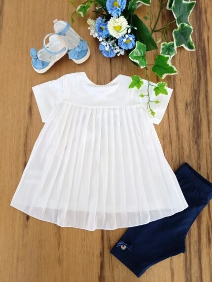 Completo Spring Breeze Ativo Kids Completo in cotone per bambina composto da: t.shirt stampata a maniche corte con retro in tessuto plissè + leggings basic con elastico in vita e piccola stampa sul davanti.