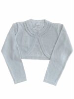 Coprispalle Cerimonia a Pois Ativo Kids Coprispalle in cotone e lamè, motivo a rouches sul girocollo, allacciatura con bottoncino.