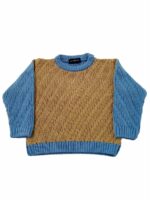 Maglia girocollo Maglia girocollo in lana color block, corpino beige, maniche collo e fondo color carta da zucchero. Made in Italy Cerimonia Easy Chic