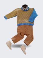 Maglia girocollo Maglia girocollo in lana color block, corpino beige, maniche collo e fondo color carta da zucchero. Made in Italy Cerimonia Easy Chic