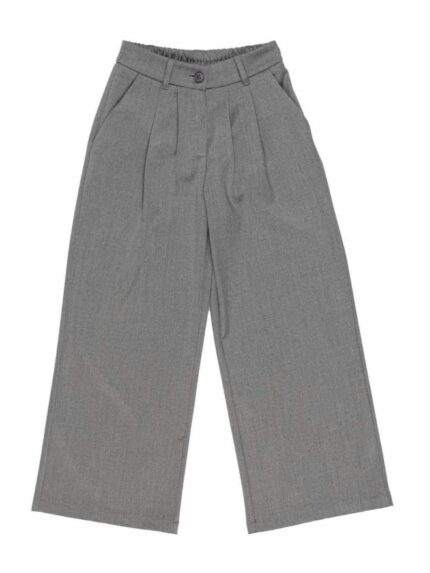 Pantaloni ragazza Pantalone morbido a gamba larga, cinta elasticizzata dietro con passanti, tasche laterali, pinces in vita. Made in Italy