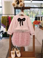 Gonna bimba Particolarissima gonna a palloncino in tulle rosa, cintura elastica nera. Made in Italy Party Natale