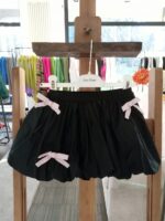 Gonna bimba Gonna a palloncino decorata con fiocchetti rosa, comoda cintura elastica. Made in Italy Party Natale