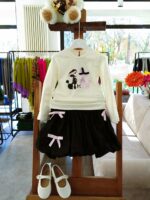 Gonna bimba Gonna a palloncino decorata con fiocchetti rosa, comoda cintura elastica. Made in Italy Party Natale