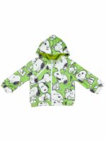 Felpa baby Felpa zippata con cappuccio dal peso invernalee, polsi e fondo elasticizzati, stampa Snoopy all over. Made in Italy