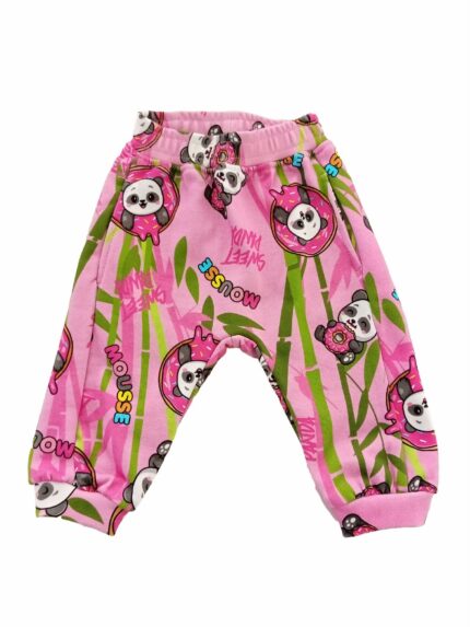 Pantaloni felpa neonata Panda Mousse Kids - Pantalone Neonata Fantasia Panda - Confort e Stile Mousse Bambina_PE24