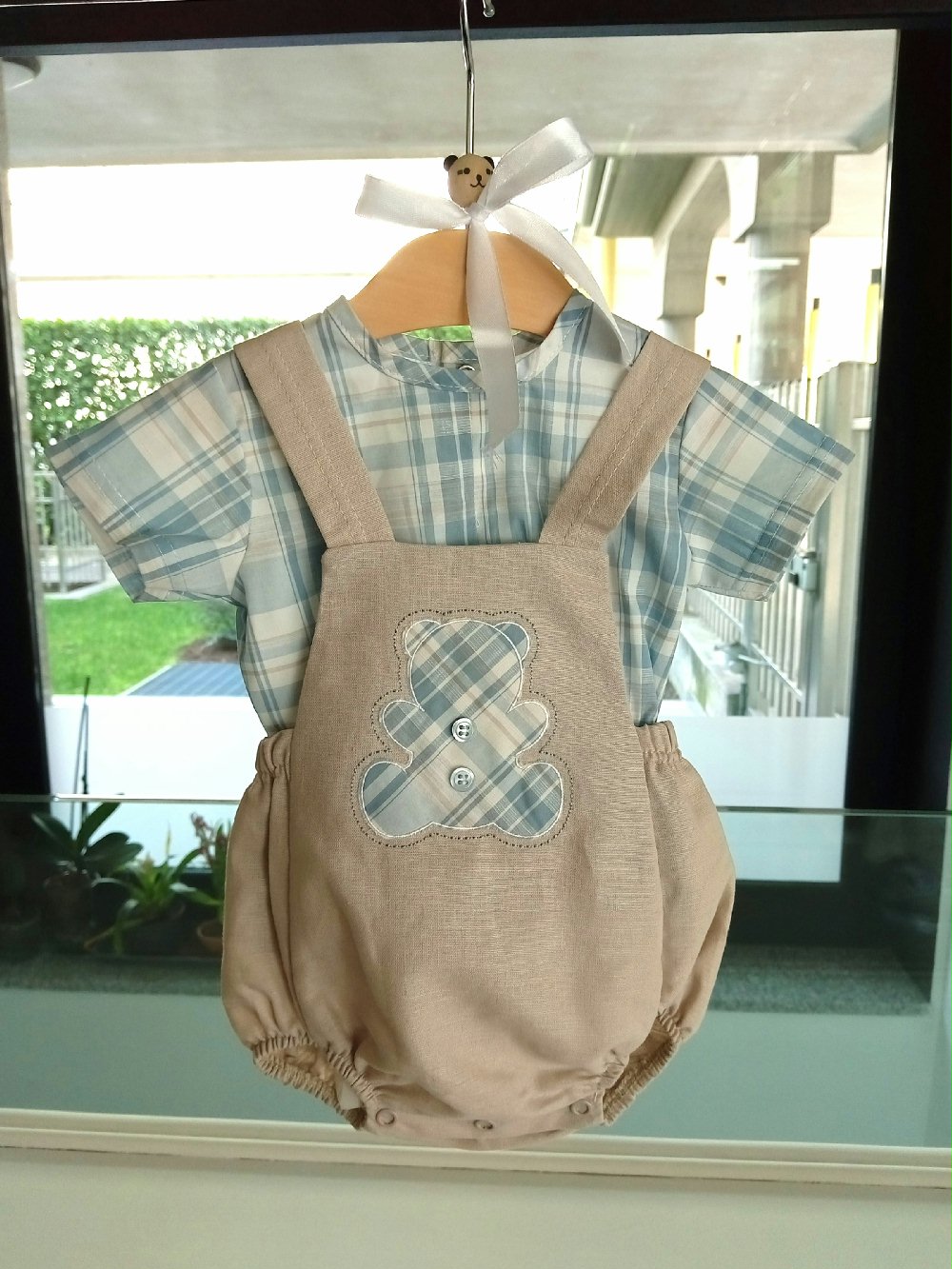 Salopette neonato Dolce Orsetto Salopette Lino e Cotone - Eleganza e Comfort per il Tuo Bimbo Nursery Lista Nascita Idea Regalo Corredino