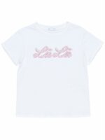 T.shirt manica corta ragazza T.shirt Logo Strass - Stile Chic per Ragazze Trendy Lù-Lù Made in Italy