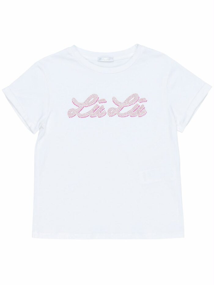 T.shirt manica corta ragazza T.shirt Logo Strass - Stile Chic per Ragazze Trendy Lù-Lù Made in Italy