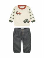 Completo due pezzi tricot Completo neonato 2 pezzi in tricot e velluto - Maglia ricamata e pantalone comodo | Melby