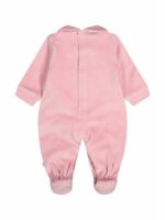 Tutina ciniglia neonato Tutina neonata in ciniglia bio con ricamo e colletto arrotondato | Melby