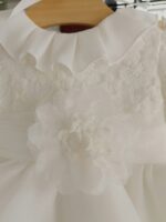 Abito Corolla Abito manica lunga per neonata in pizzo e organza - Raffinato e chic Made in Italy Nascita Lei Abito da Cerimonia Neonata