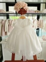 Abito Fiocco di Latte Abito cerimonia neonata in tulle ricamato e velluto - Eleganza Made in Italy Made in Italy Nascita Lei Abito da Cerimonia Neonata